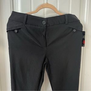 Black skinny leg full length trousers/office pants with button detail